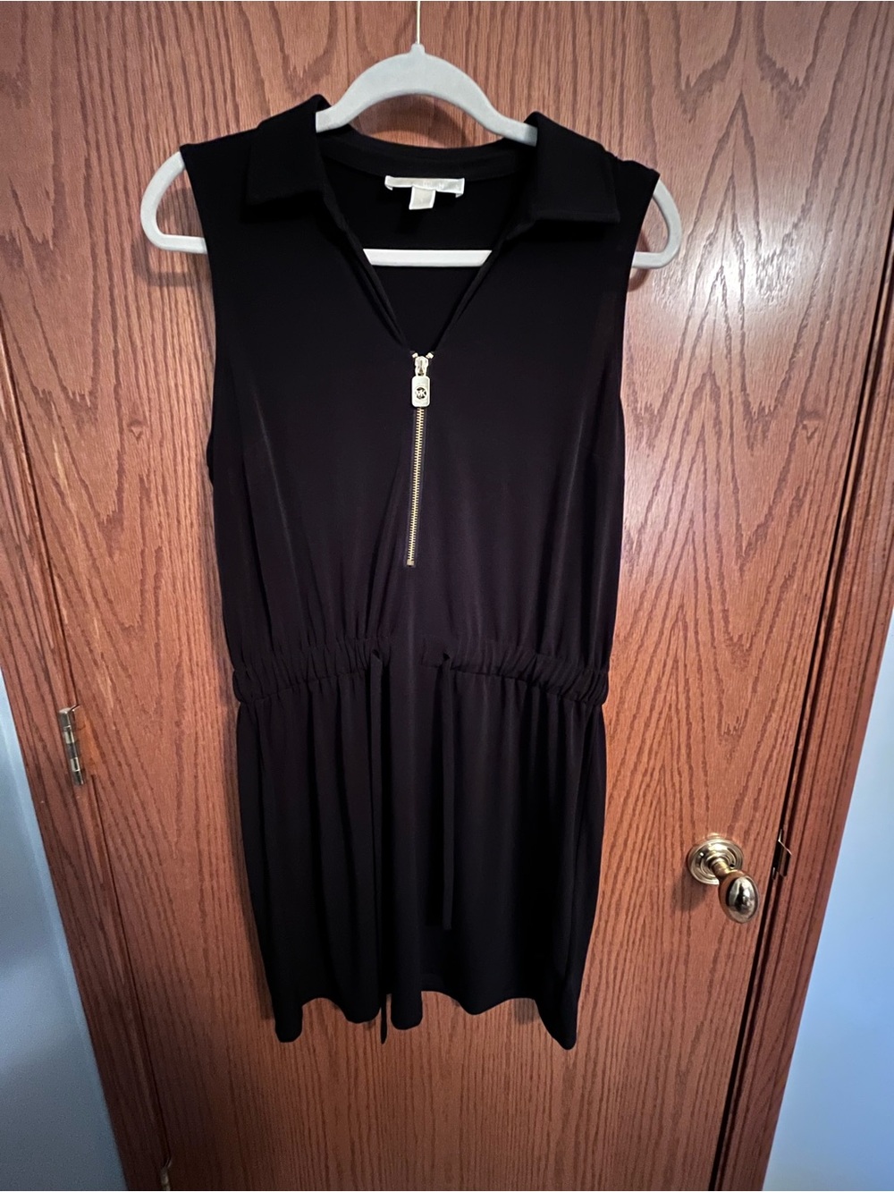 MICHAEL Michael Kors Black Sleeveless Collared Zip-Front Mini Dress